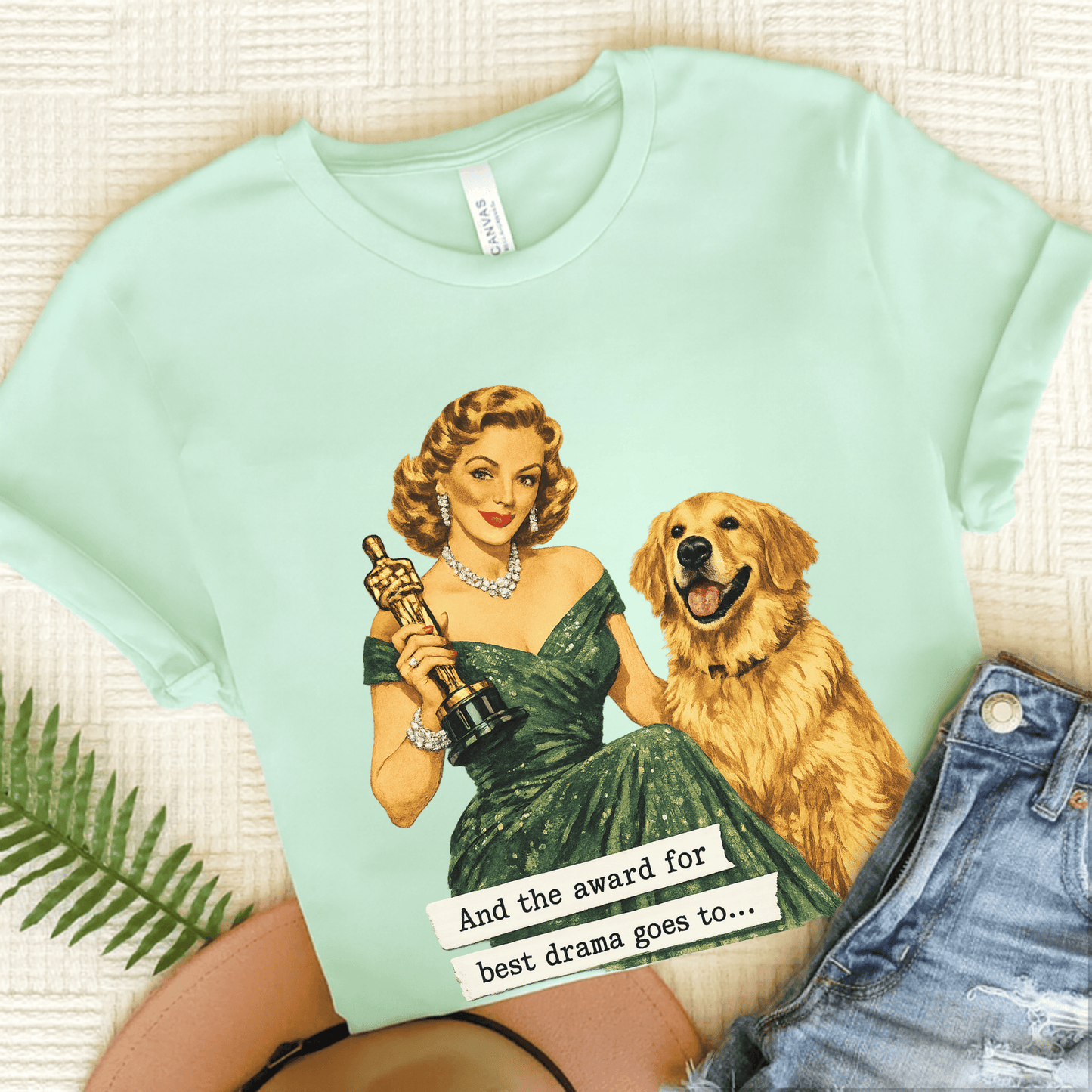 Golden Retriever Award for Best Drama Unisex TShirt Heather Mint