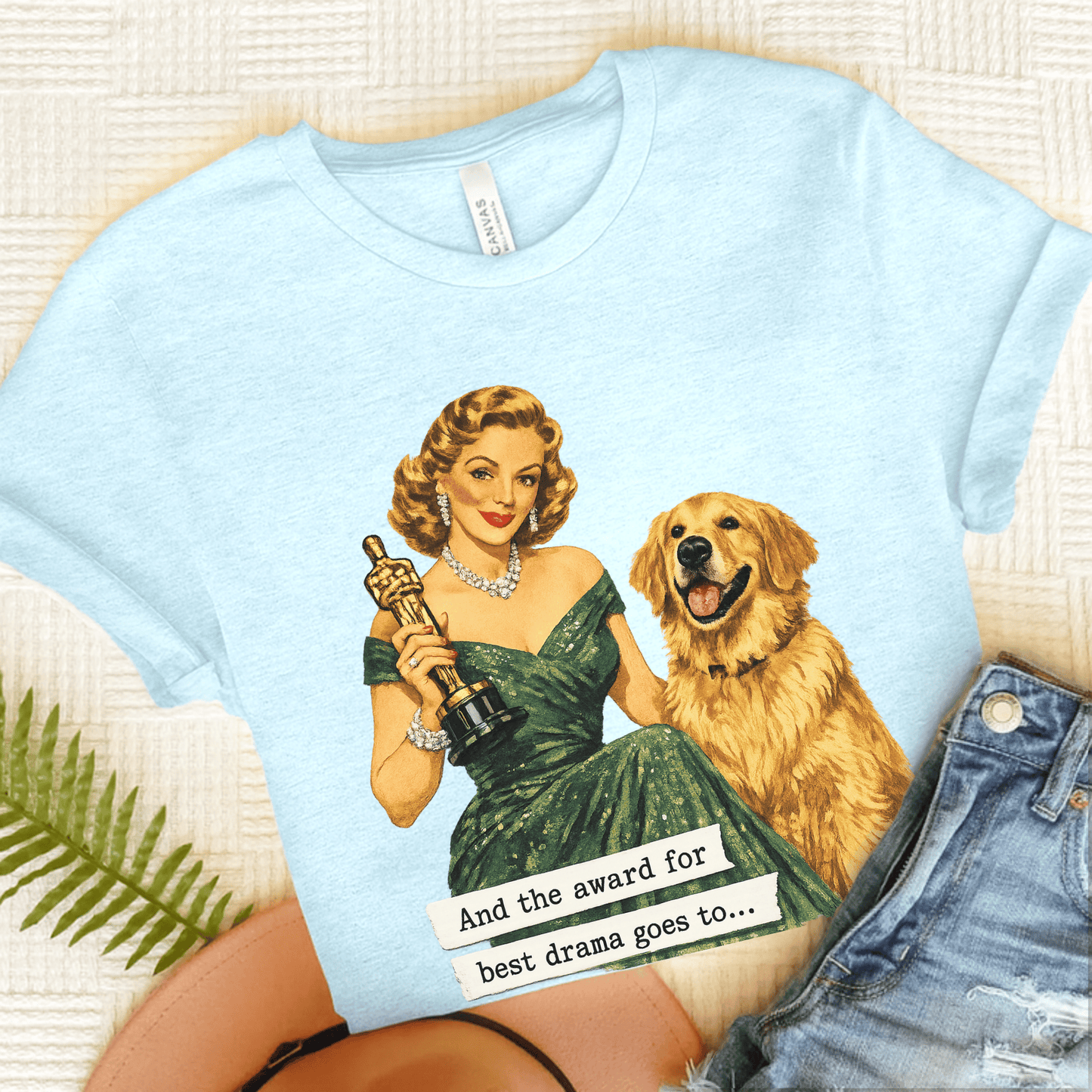 Golden Retriever Award for Best Drama Unisex TShirt Heather Ice Blue