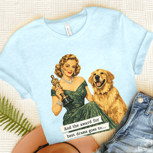 Golden Retriever Award for Best Drama Unisex TShirt Heather Ice Blue