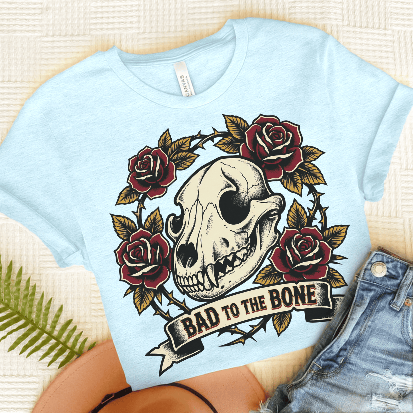 Golden Retriever Bad to the Bone Unisex Tshirt Heather Ice Blue