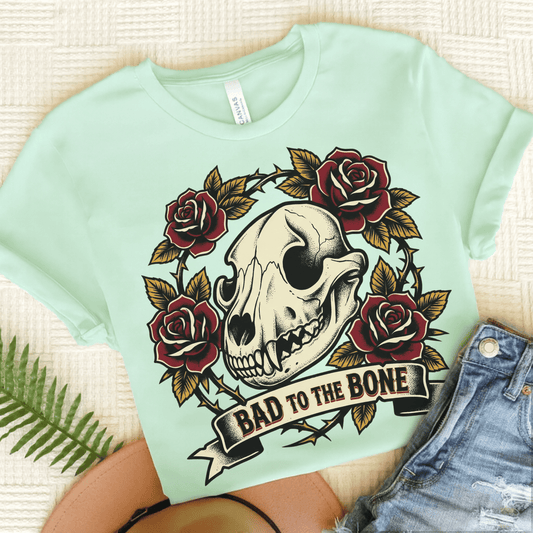 Golden Retriever Bad to the Bone Unisex Tshirt Heather Mint
