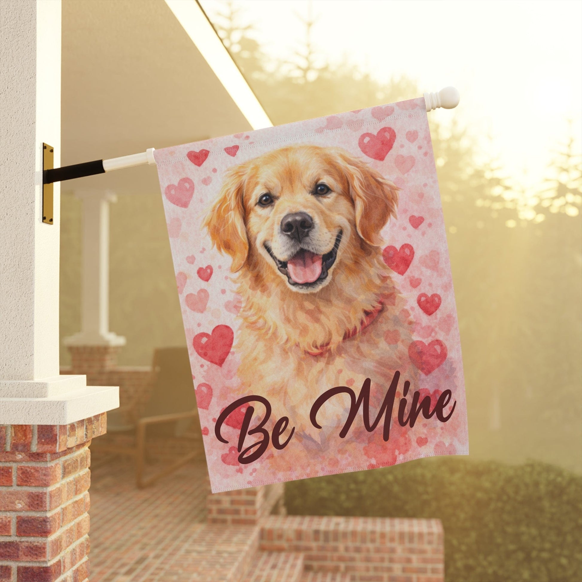 Golden Retriever Be Mine Valentine Garden Flag