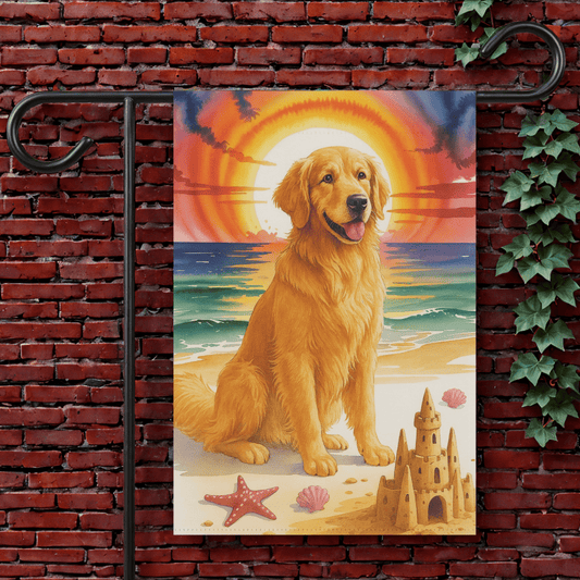 Golden Retriever Beach Garden Flag 12'' × 18''
