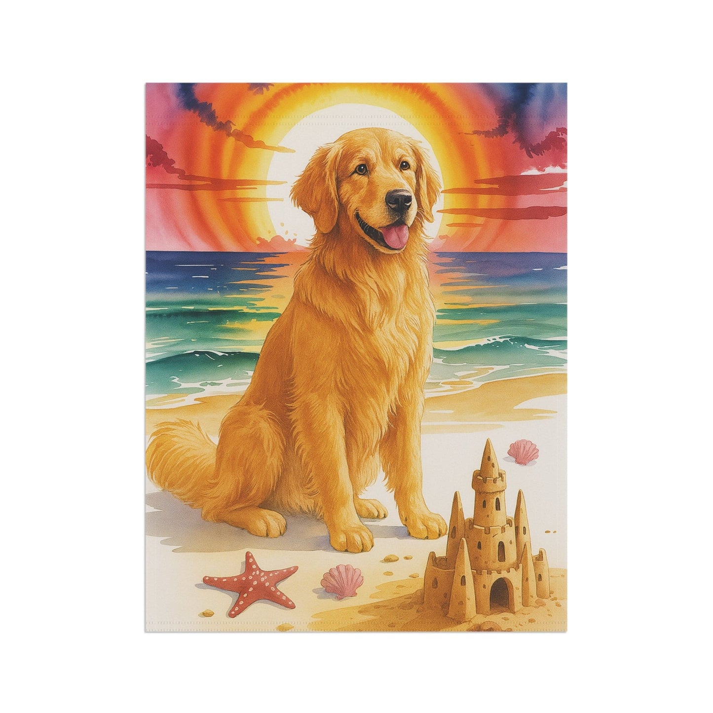 Golden Retriever Beach Garden Flag