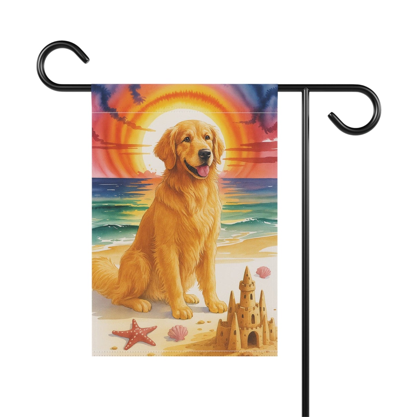 Golden Retriever Beach Garden Flag