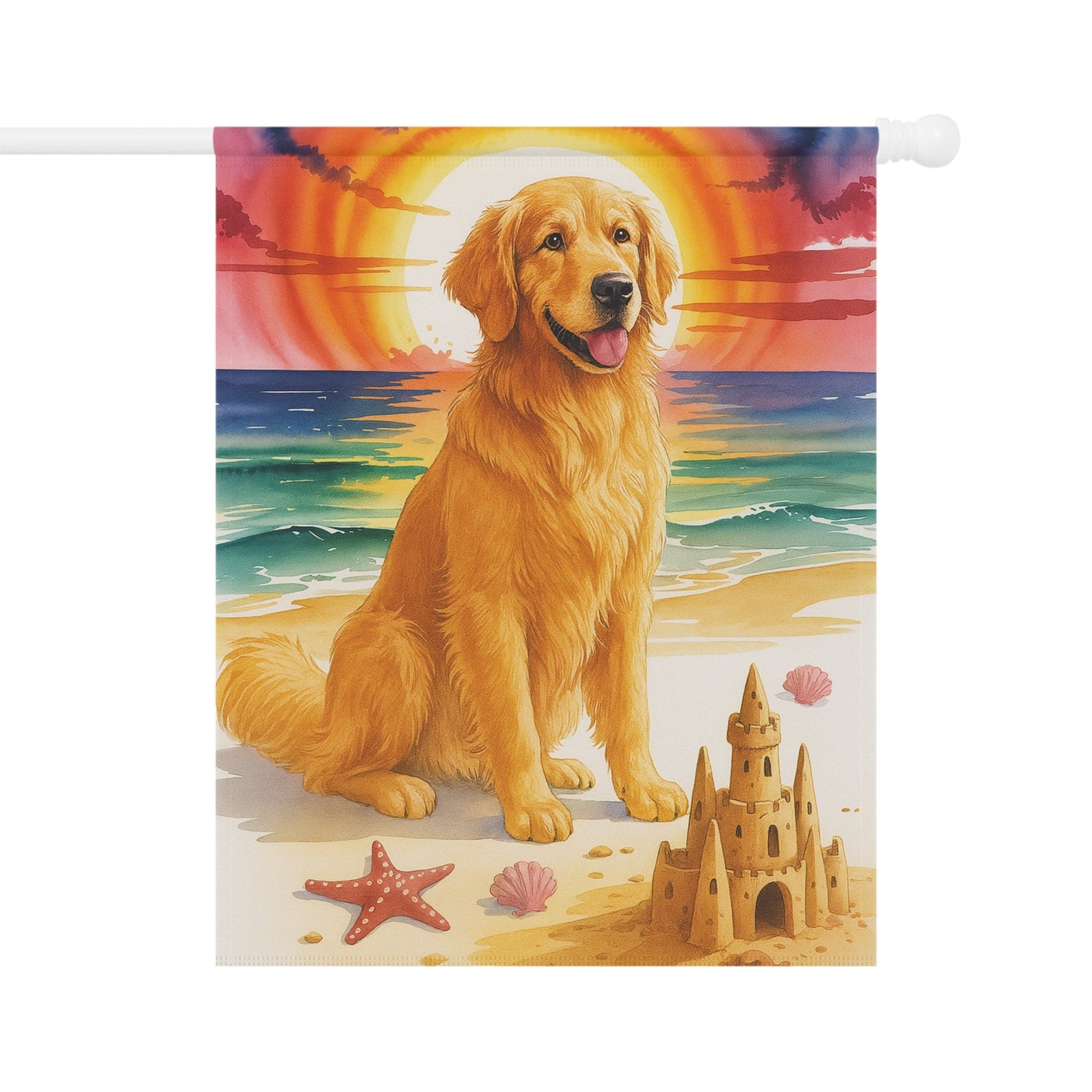 Golden Retriever Beach Garden Flag