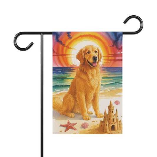 Golden Retriever Beach Garden Flag