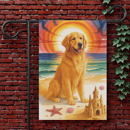 Golden Retriever Beach Garden Flag 12'' × 18''