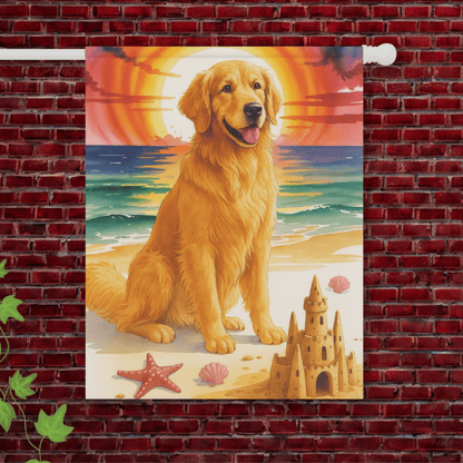 Golden Retriever Beach Garden Flag 24.5'' × 32''