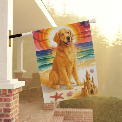 Golden Retriever Beach Garden Flag