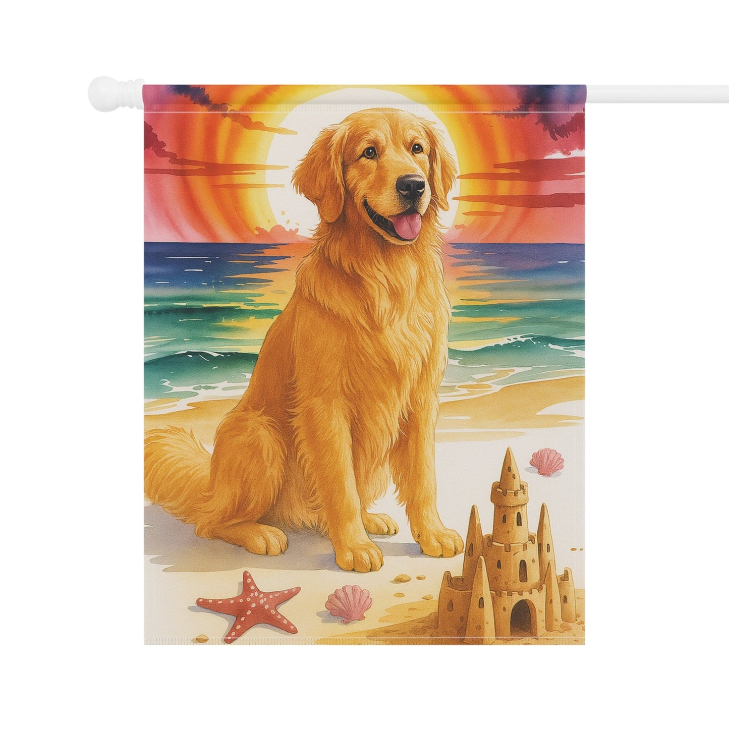 Golden Retriever Beach Garden Flag