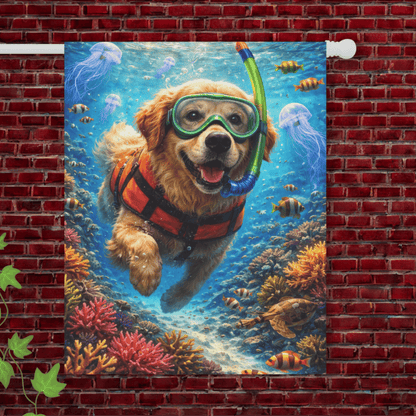 Golden Retriever Beach Snorkling Garden Flag 24.5'' × 32''
