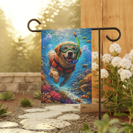 Golden Retriever Beach Snorkling Garden Flag