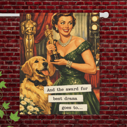 Golden Retriever Best Drama Award Garden Flag 24.5'' × 32''