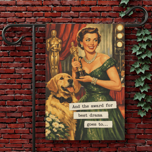 Golden Retriever Best Drama Award Garden Flag 12'' × 18''