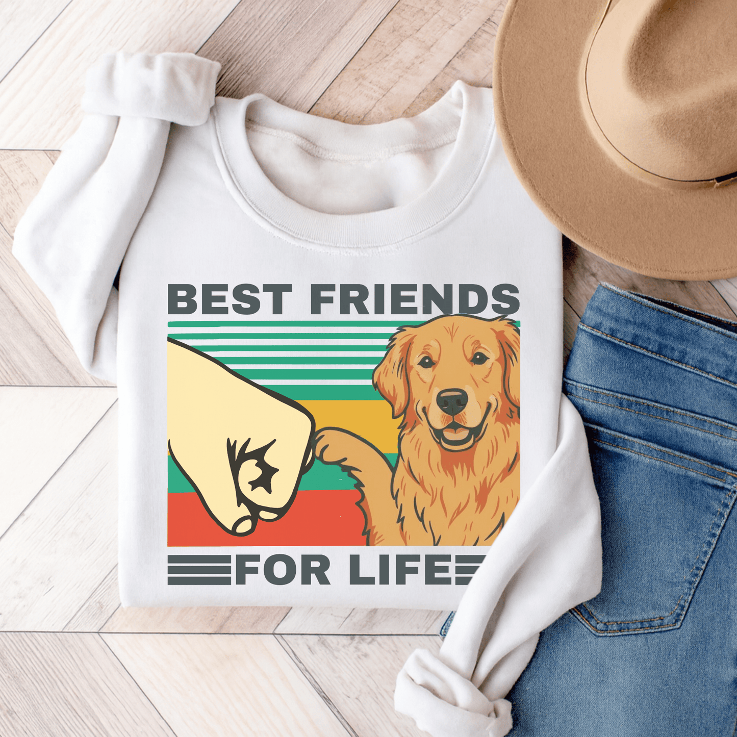 Golden Retriever Bestie Sweatshirt White