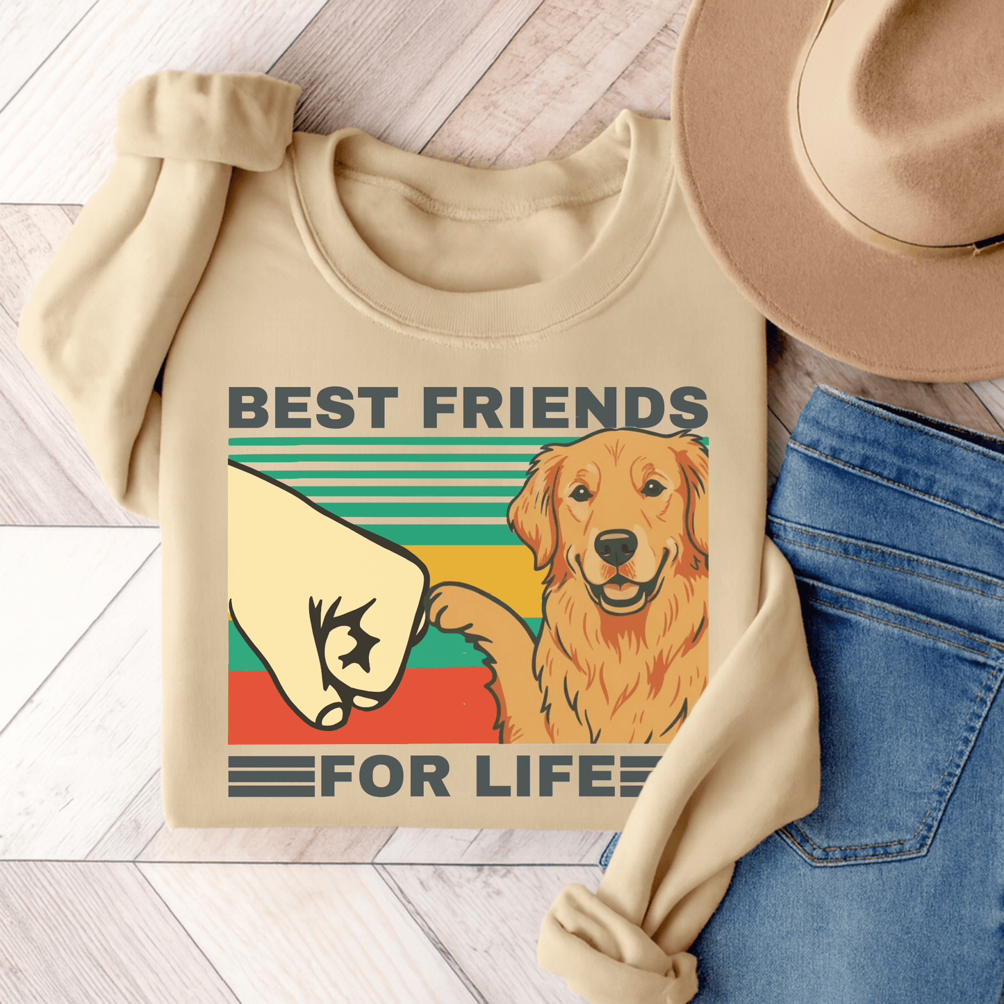 Golden Retriever Bestie Sweatshirt Sand