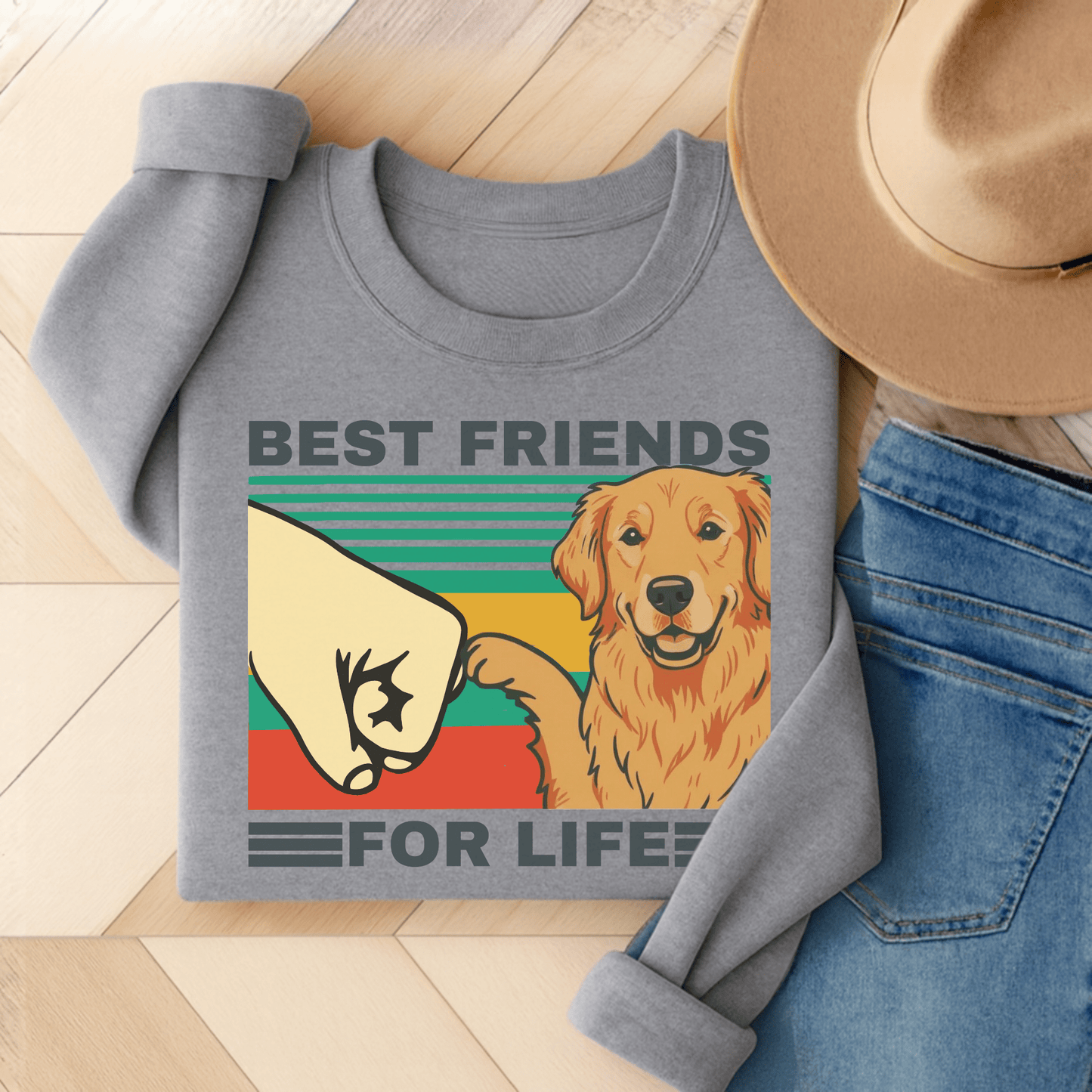 Golden Retriever Bestie Sweatshirt Sport Grey