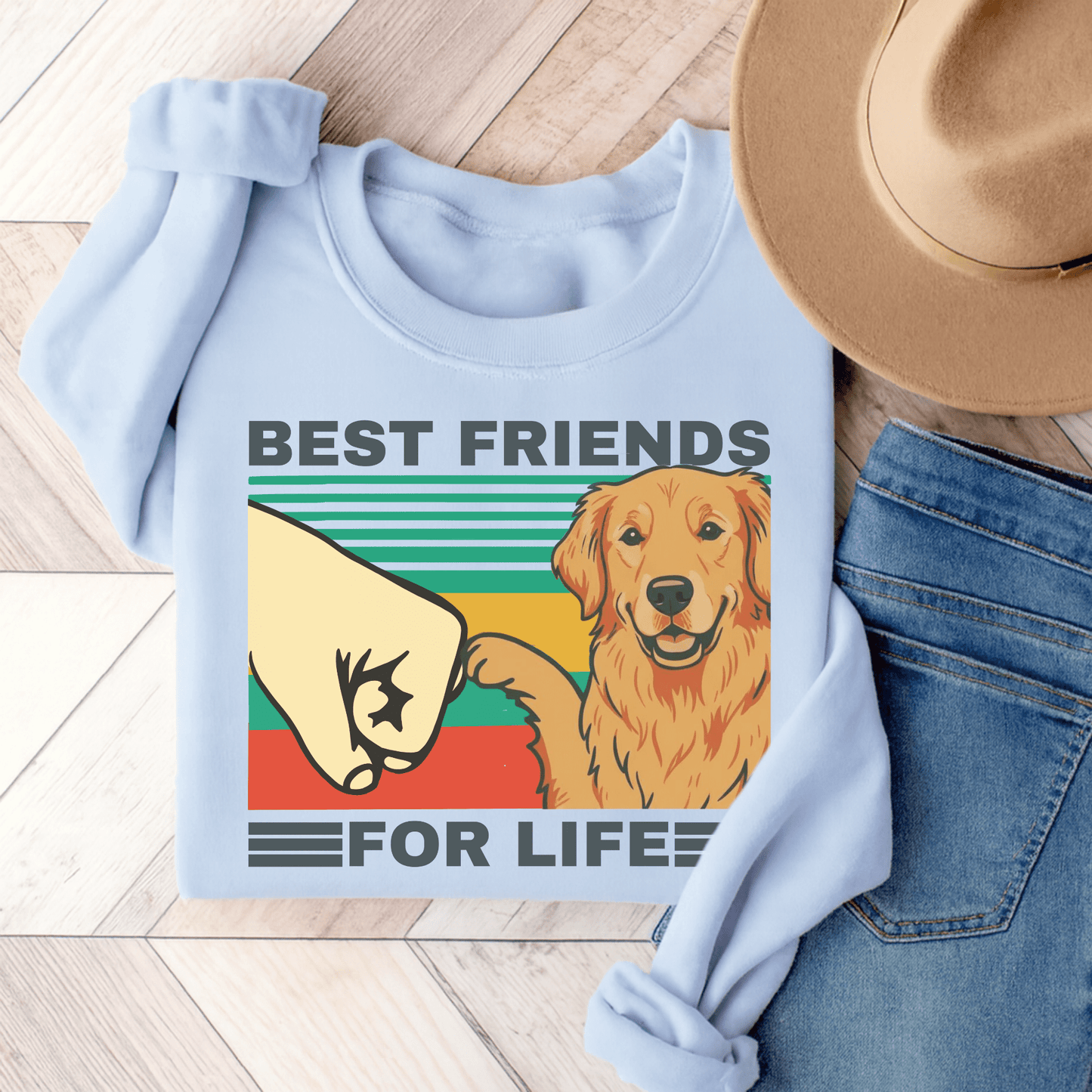 Golden Retriever Bestie Sweatshirt Light Blue