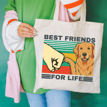 Golden Retriever Bestie Tote Bag Natural 15" x 16"