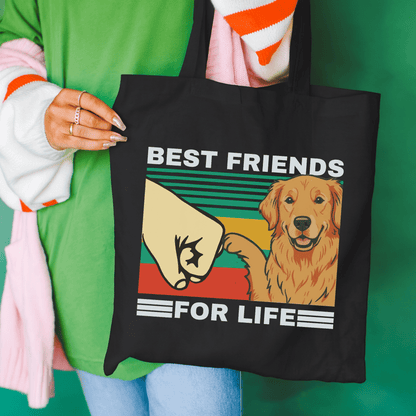 Golden Retriever Bestie Tote Bag Black 15" x 16"