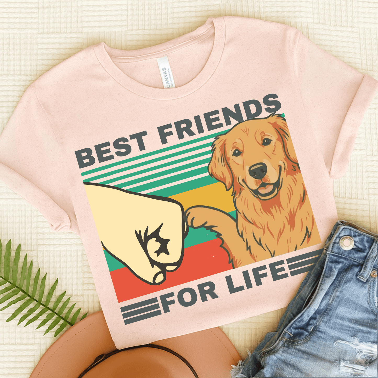 Golden Retriever Bestie TShirt Soft Pink
