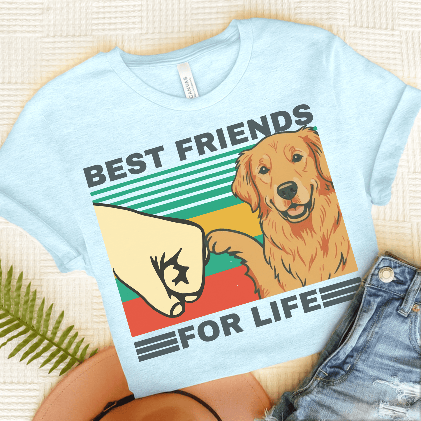 Golden Retriever Bestie TShirt Heather Ice Blue