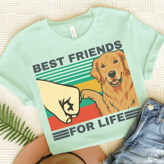 Golden Retriever Bestie Unisex TShirt Heather Mint