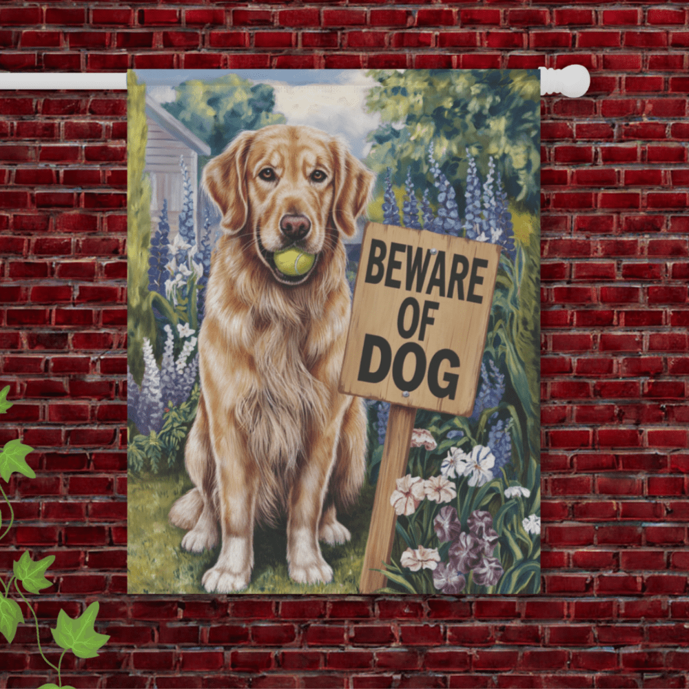 Golden Retriever Beware Garden Flag 24.5'' × 32''