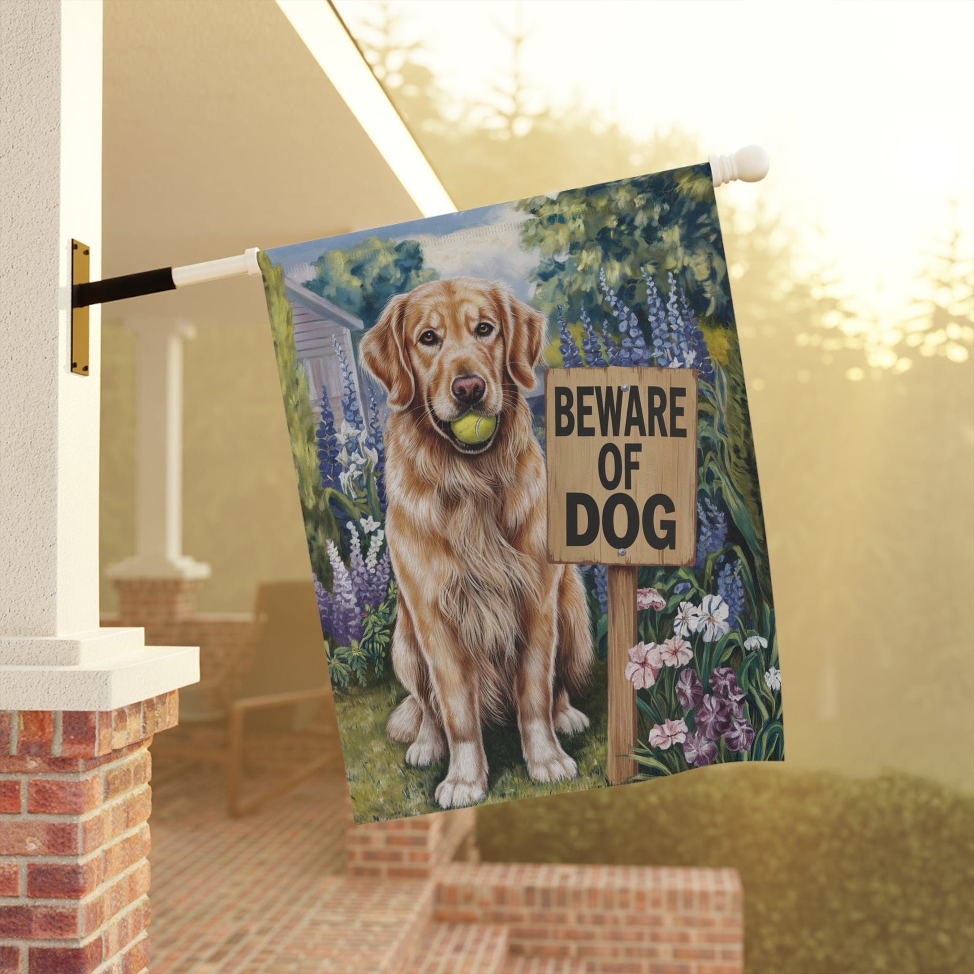 Golden Retriever Beware Garden Flag