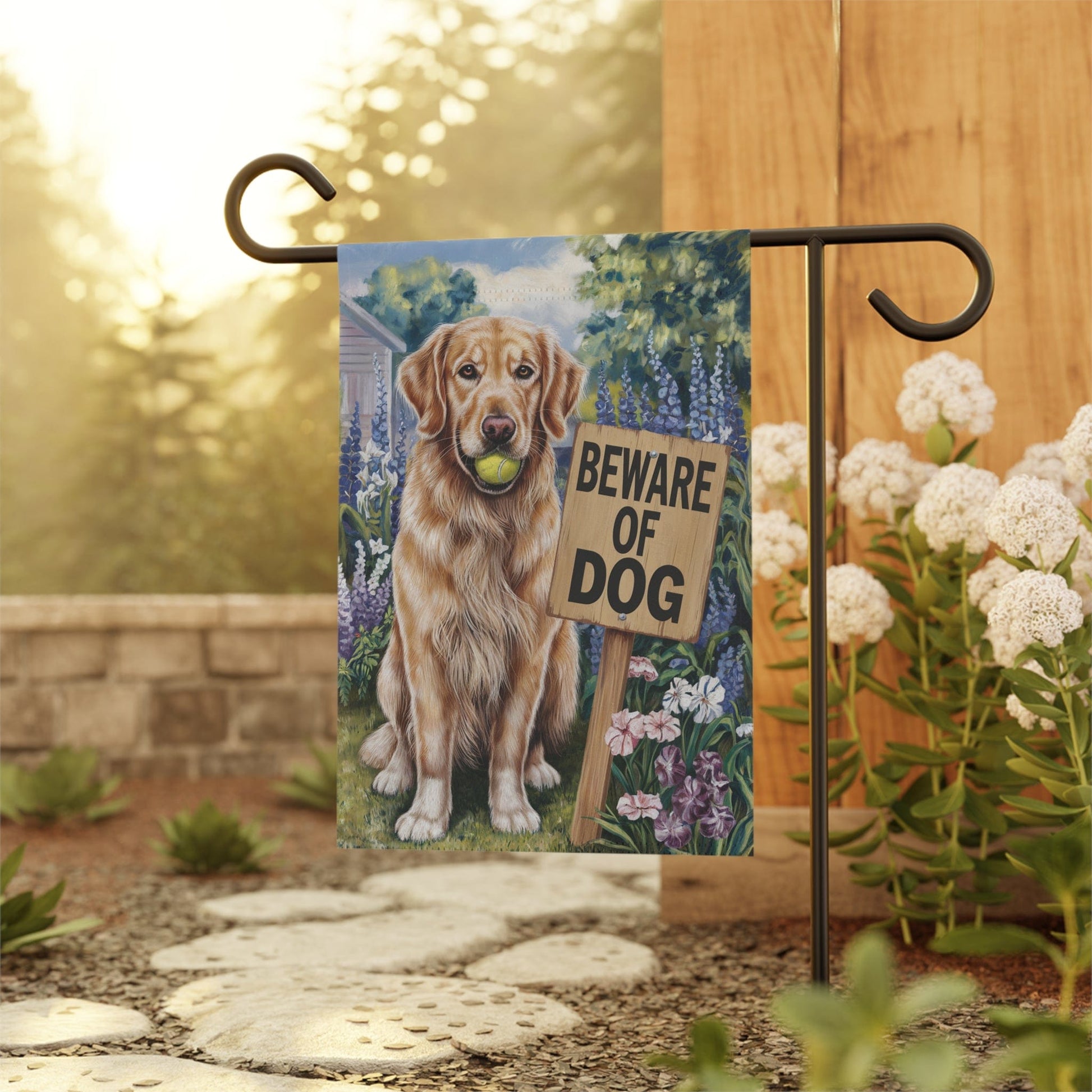 Golden Retriever Beware Garden Flag