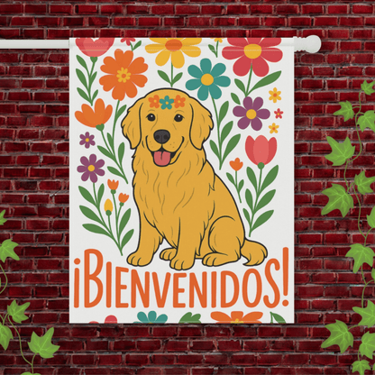 Golden Retriever Bienvenidos Garden Flag 24.5'' × 32''