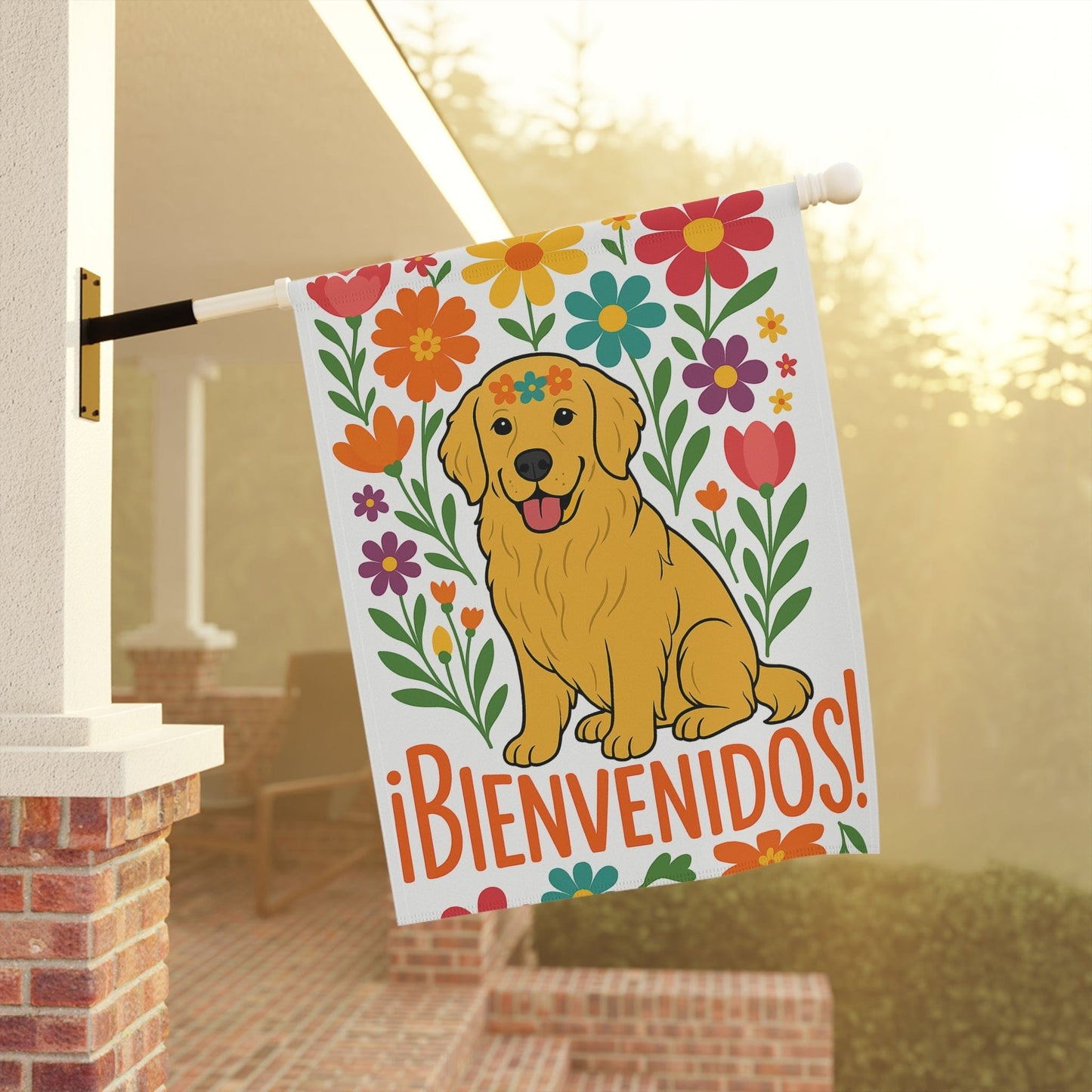 Golden Retriever Bienvenidos Garden Flag
