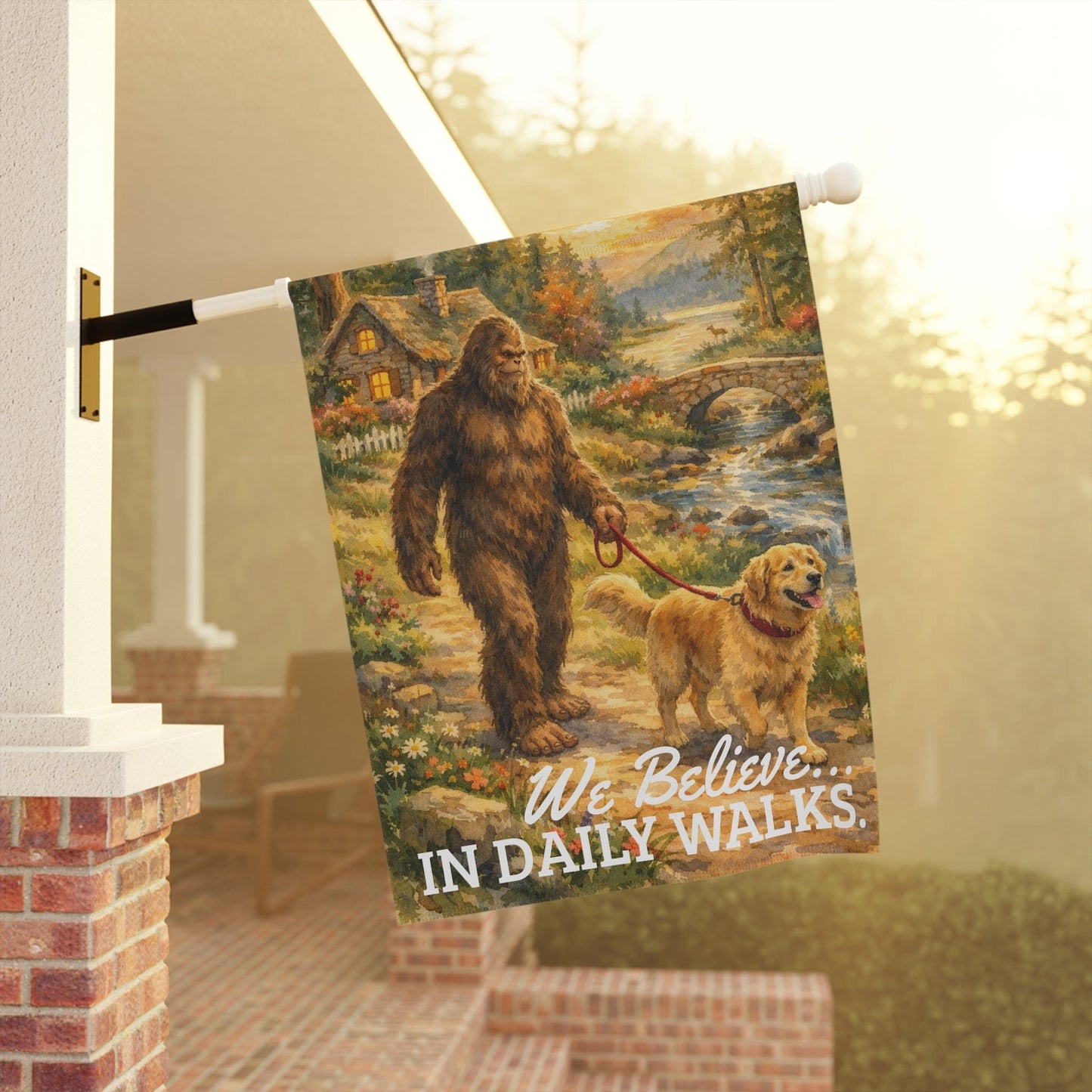 Golden Retriever Bigfoot Garden Flag