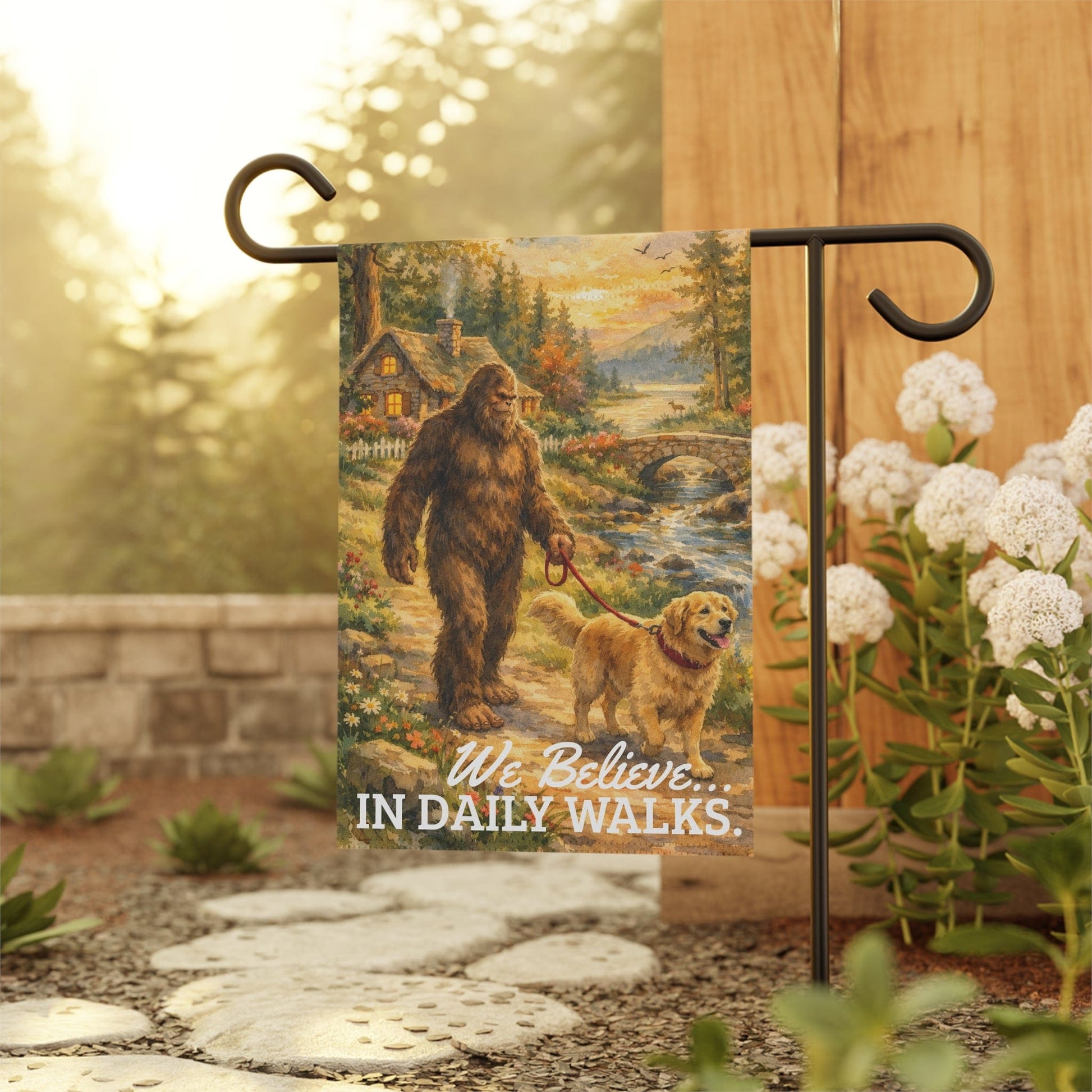 Golden Retriever Bigfoot Garden Flag