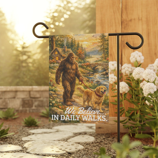 Golden Retriever Bigfoot Garden Flag