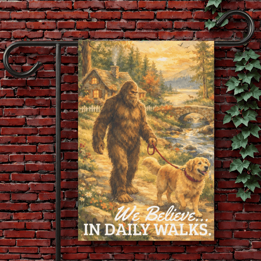 Golden Retriever Bigfoot Garden Flag 12'' × 18''