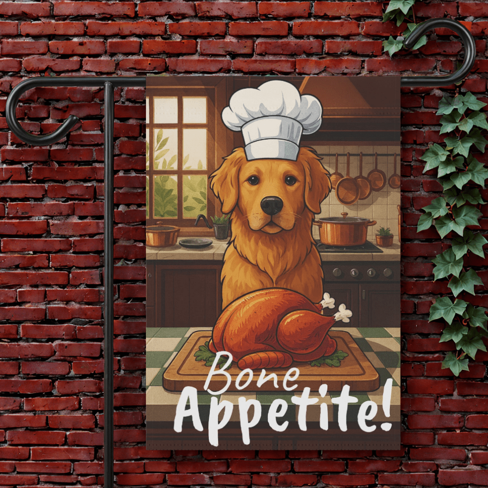 Golden Retriever Bone Appetite Garden Flag 12'' × 18''