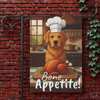 Golden Retriever Bone Appetite Garden Flag 12'' × 18''