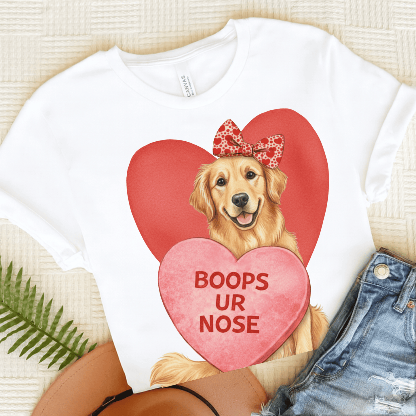 Golden Retriever Boops Valentine Unisex Tshirt White