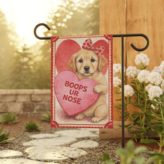 Golden Retriever Boops Your Nose Valentines Garden Flag