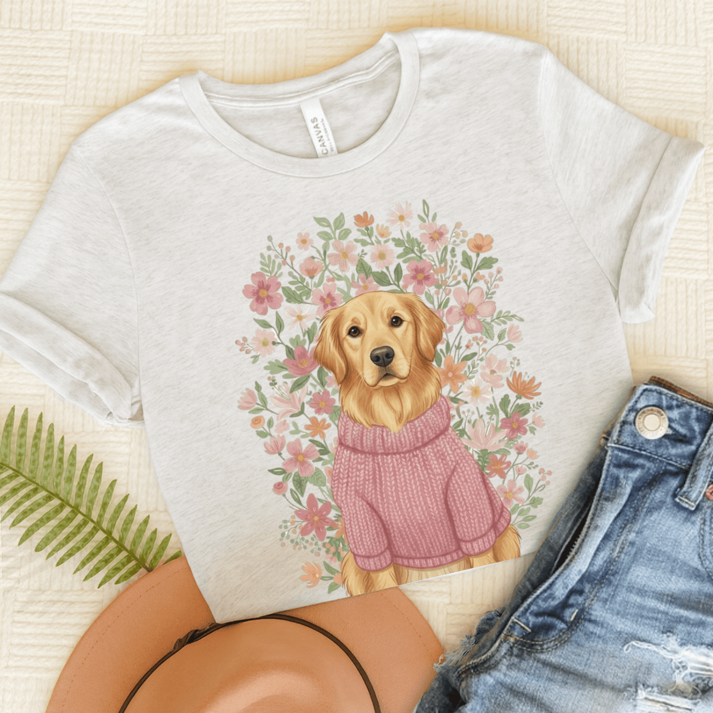 Golden Retriever Bouquet Unisex Tshirt Ash