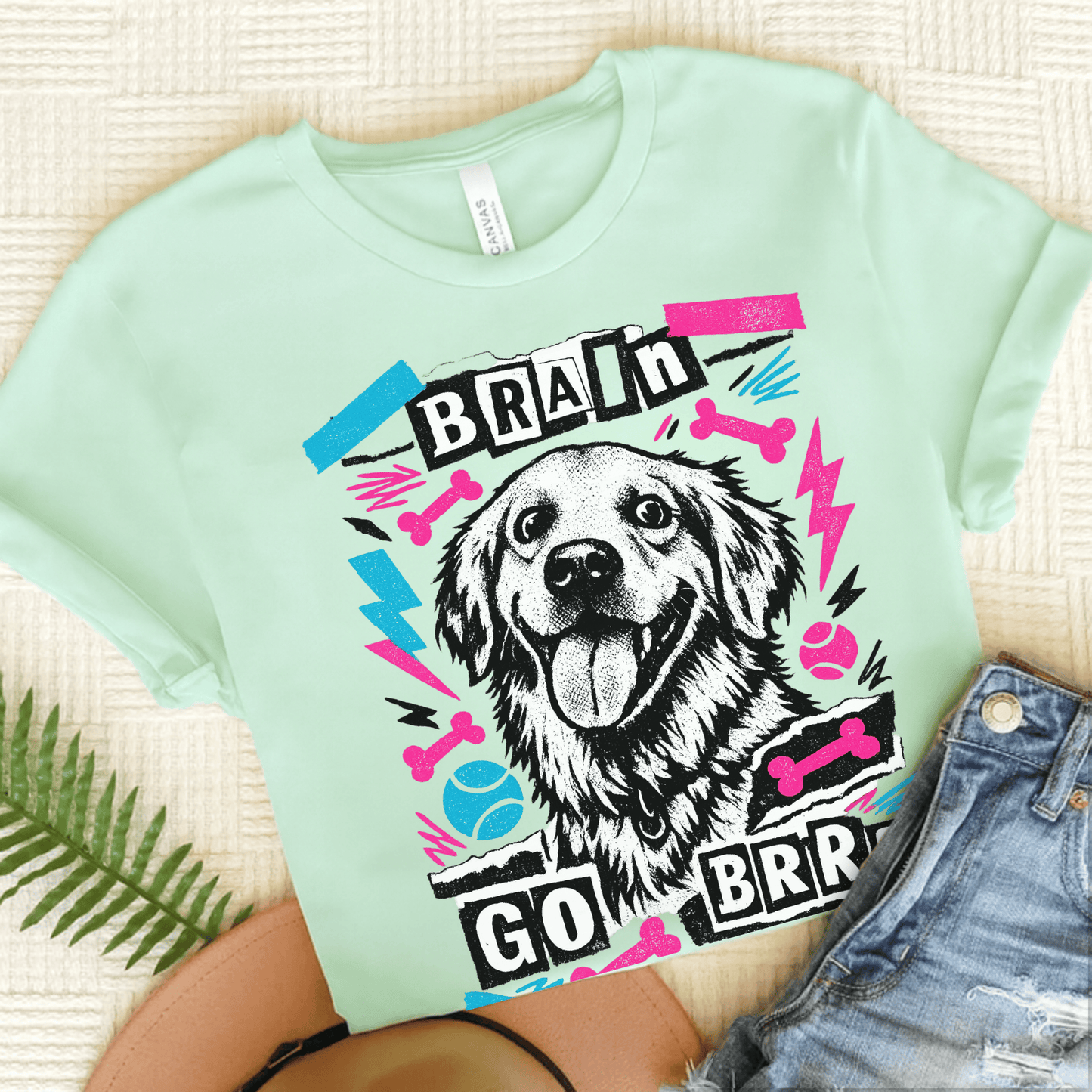 Golden Retriever Brrr Goldie Unisex Tshirt Heather Mint