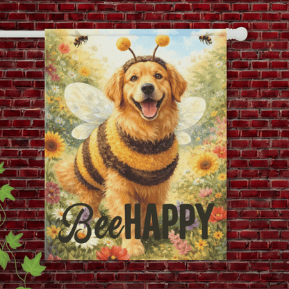 Golden Retriever Bumble Bee Happy Garden Flag 24.5'' × 32''