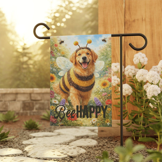 Golden Retriever Bumble Bee Happy Garden Flag