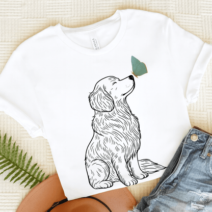 Golden Retriever Butterfly TShirt White