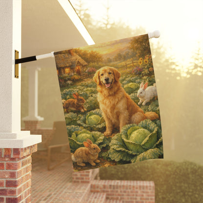 Golden Retriever Cabbage Patch Gardening Garden Flag