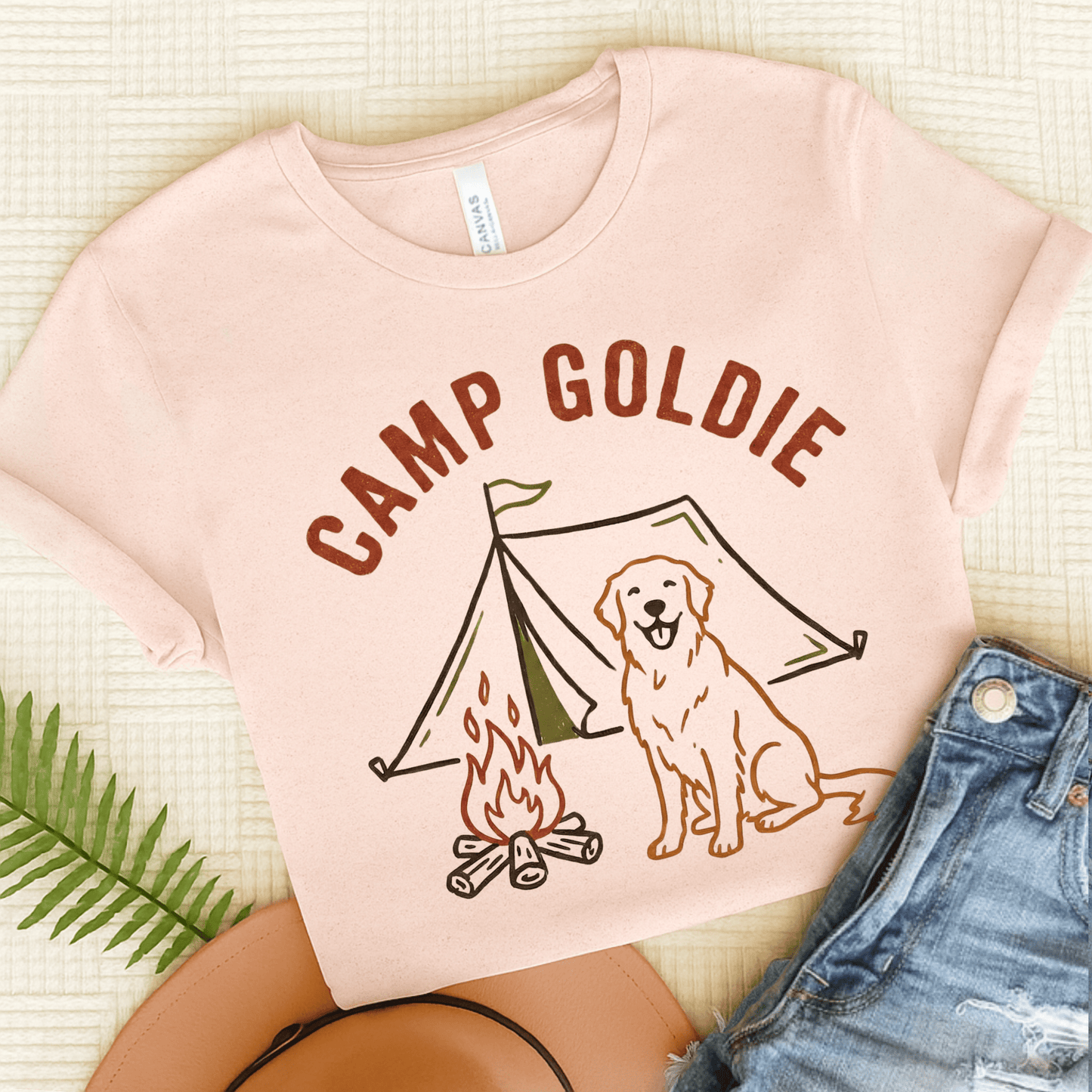 Golden Retriever Camp Goldie Unisex Tshirt Soft Pink