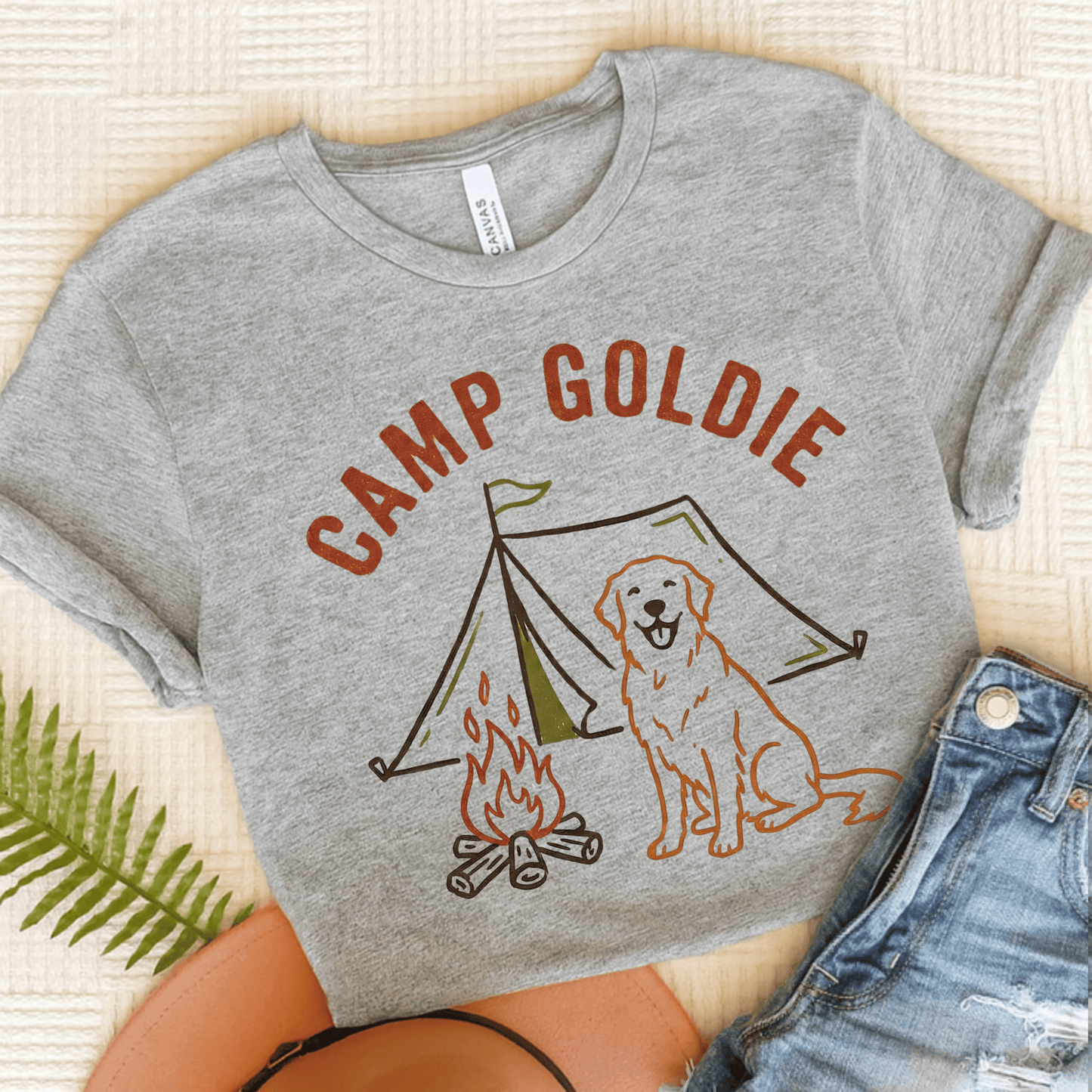 Golden Retriever Camp Goldie Unisex Tshirt Athletic Heather