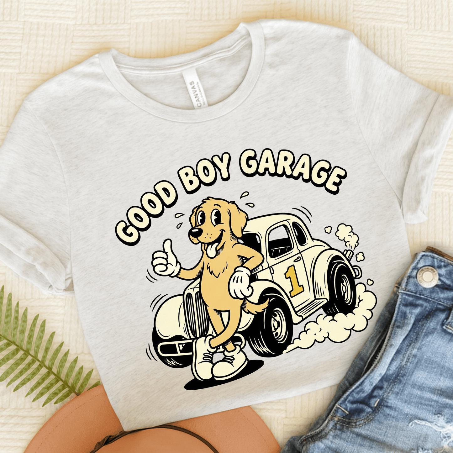 Golden Retriever Car Mechanic Unisex TShirt Ash